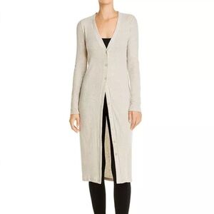 Beyond Yoga Long Duster Cardigan Ribbed Buttons Pink size Small